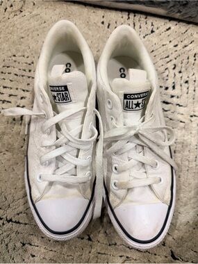 Converse Kids White Low Top Sneakers with Black Trim